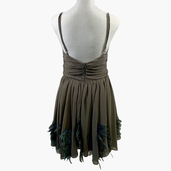 Twelve by Twelve Gray Sleeveless Fit Flare Dress Feathers on Skirt Size M - Picture 2 of 11